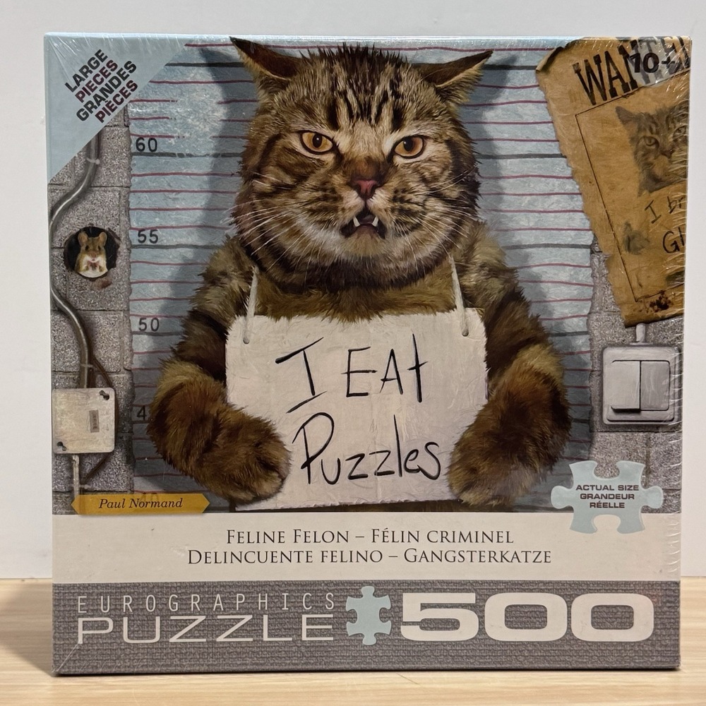 EuroGraphics "Feline Felon" 500 Piece Jigsaw Puzzle Paul Normand Large Piece NEW